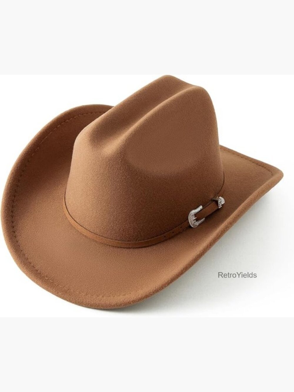 Kids Cowboy Hat Wide Brim Cowgirl Hat with Belt Buckle Felt